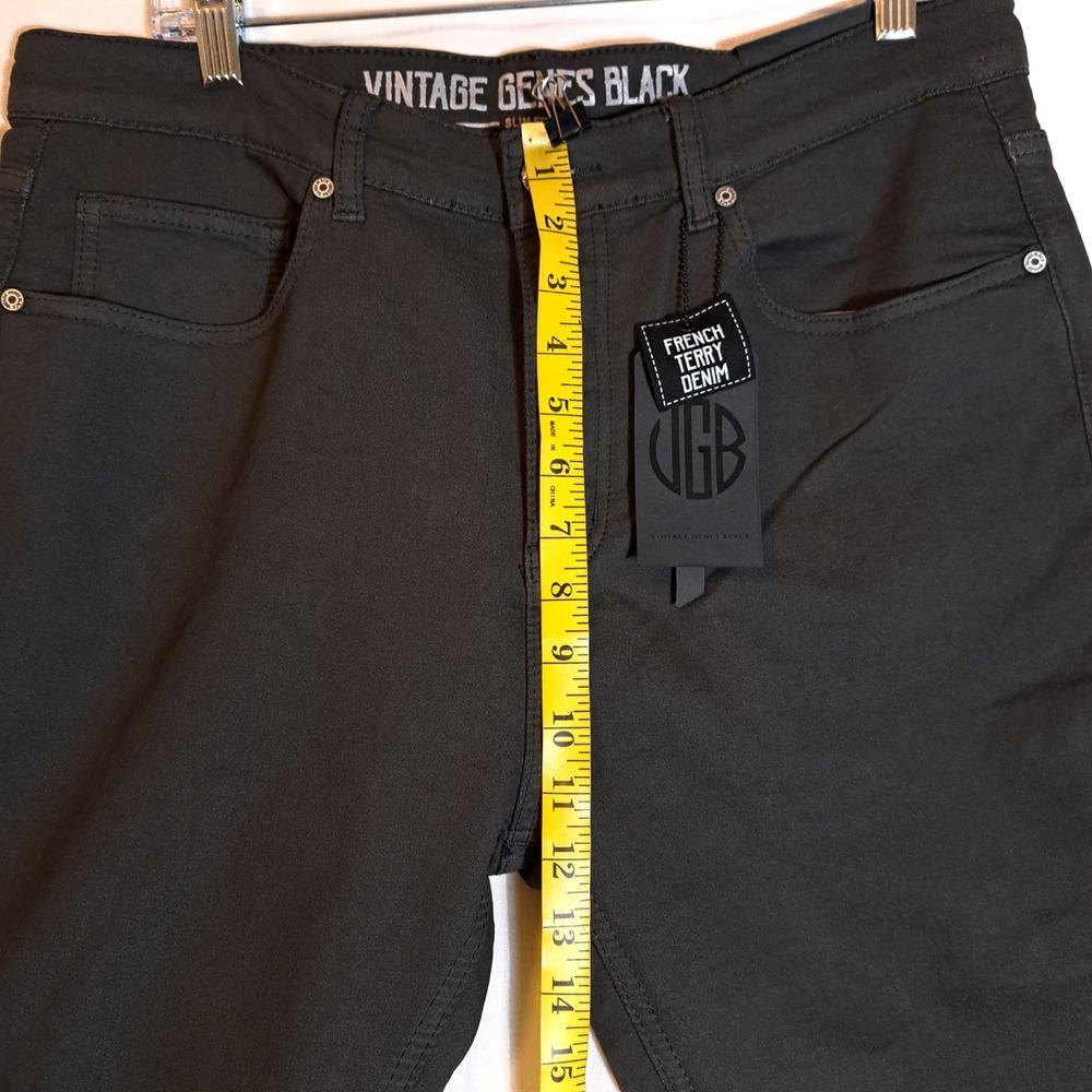VGB Vintage Genes Black Slim Fit Gray French Terry Denim Jeans Mens 34X30 - Picture 8 of 10